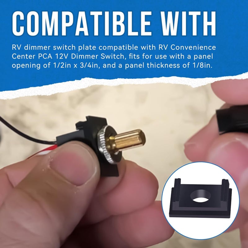 SeDeplacer RV Dimmer Switch Plate (0.85in×0.6in) Compatible with RV Convenience Center PCA 12V Dimmer Switch,Fits Panel with Opening of 1/2inx3/4in and 1/8in Thickness (1) - Image 2